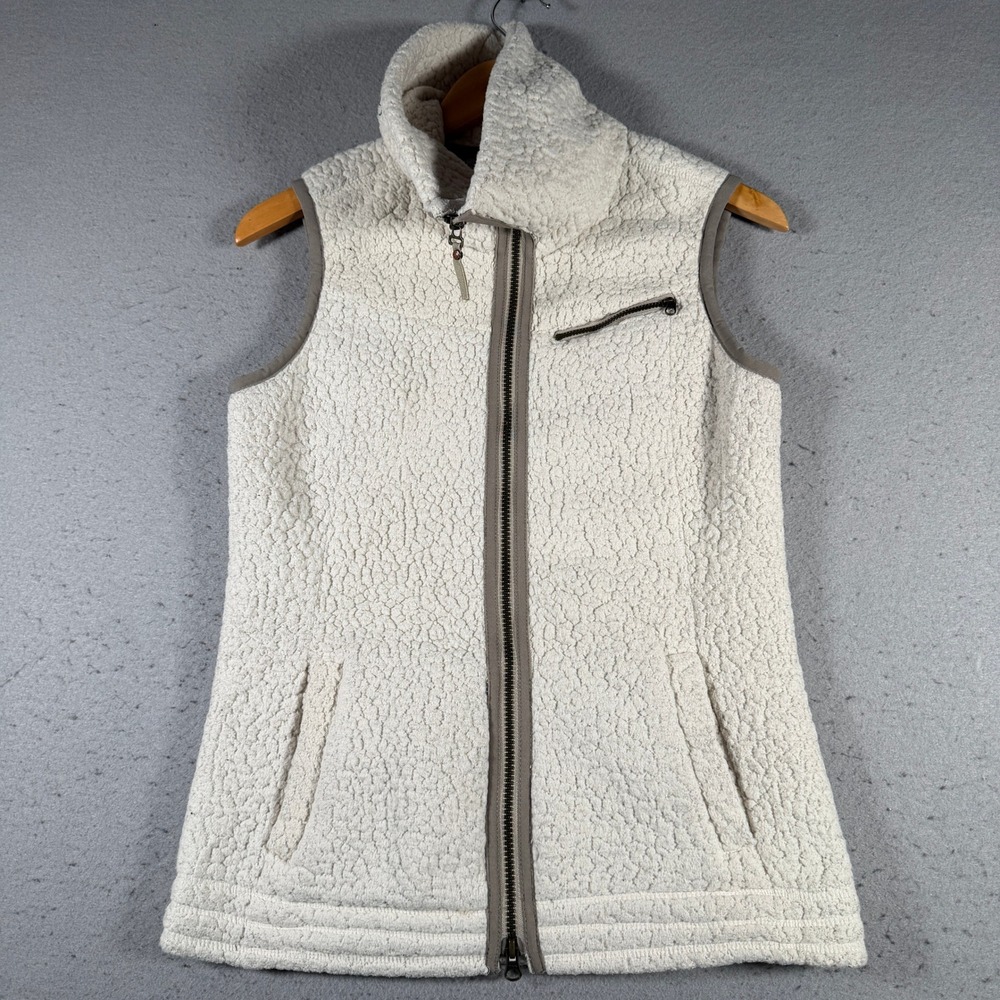 Royal Robbins Womens Cream Faux Fur Fleece‎ Full Zip Vest Small 7127-FAL752